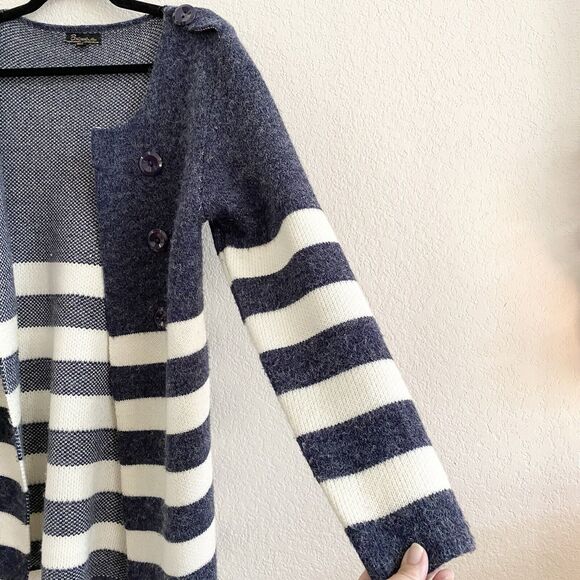 Baciano Stripe Print Open Gray‎ Front Sweater Jacket Large - Picture 3 of 8